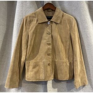 Bernardo Suede Genuine Leather Jacket Tan Retro Y2K Size Petite Medium